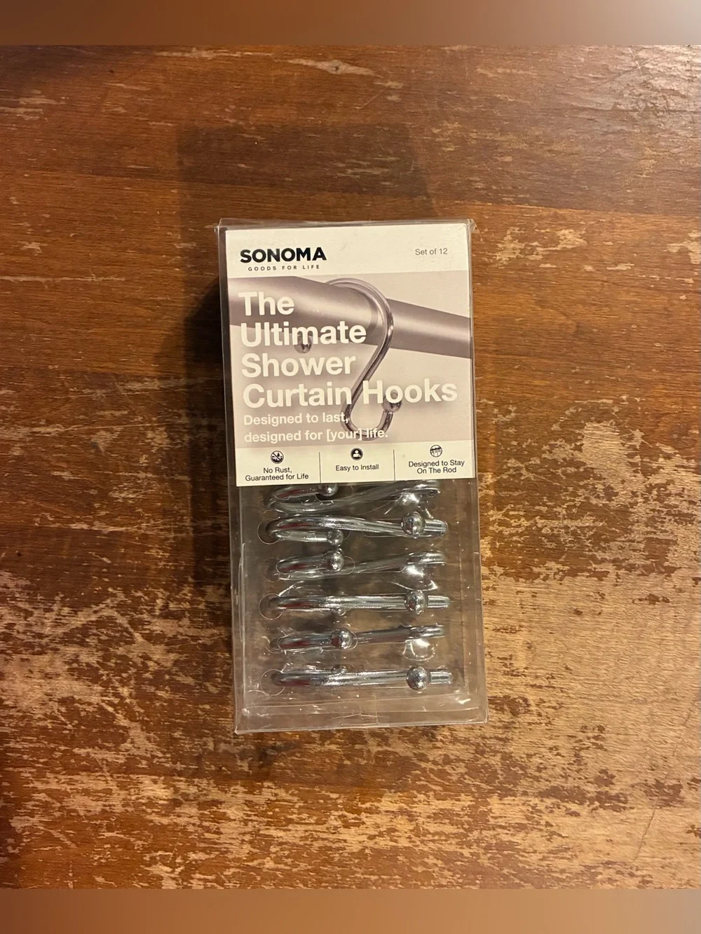 Kenney PEVA Clear shower liner and Sonoma Stainless Steel hooks. New. $9